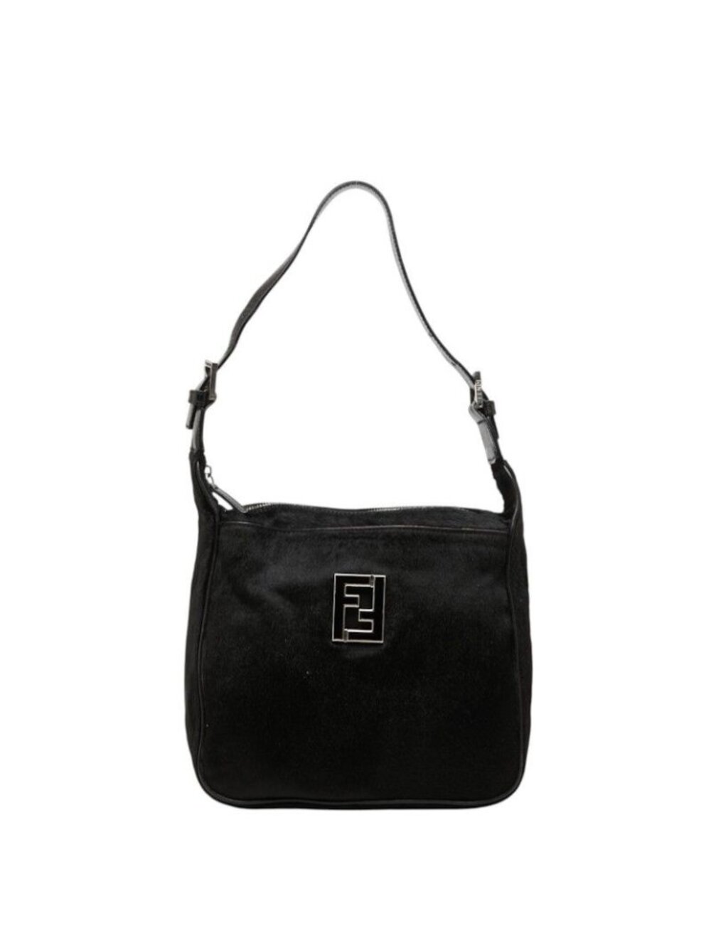 Fendi FF Logo Bag Black Calf Hair Leather